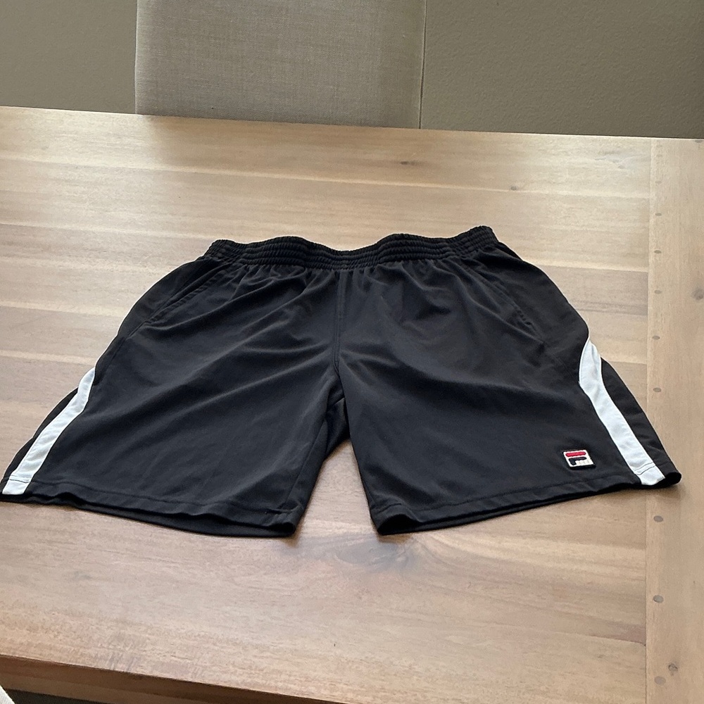 Fila Men’s Black Athletic Shorts with White Side Panels